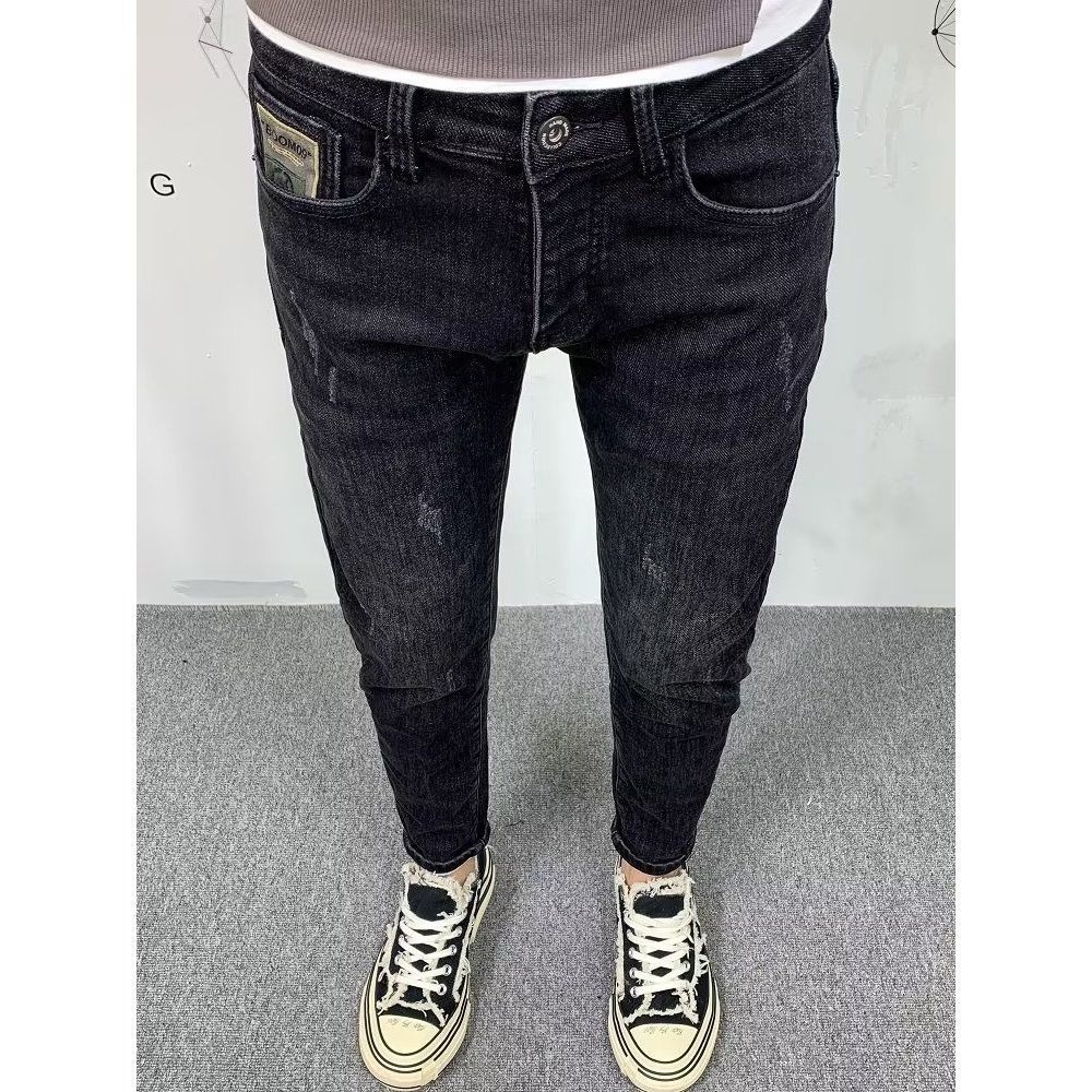 Streetwear Brand Denim - Jeans slim fit masculino, monocromático, preto,
