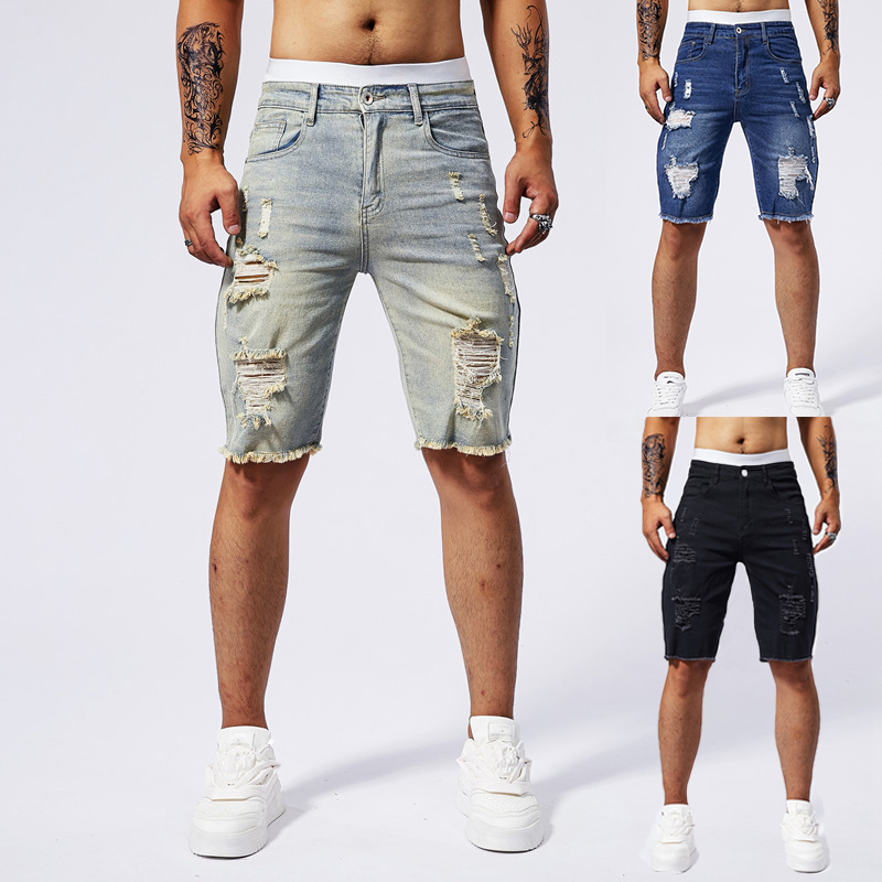 Streetwear Brand For Men - 2025 verão novos homens rasgados denim