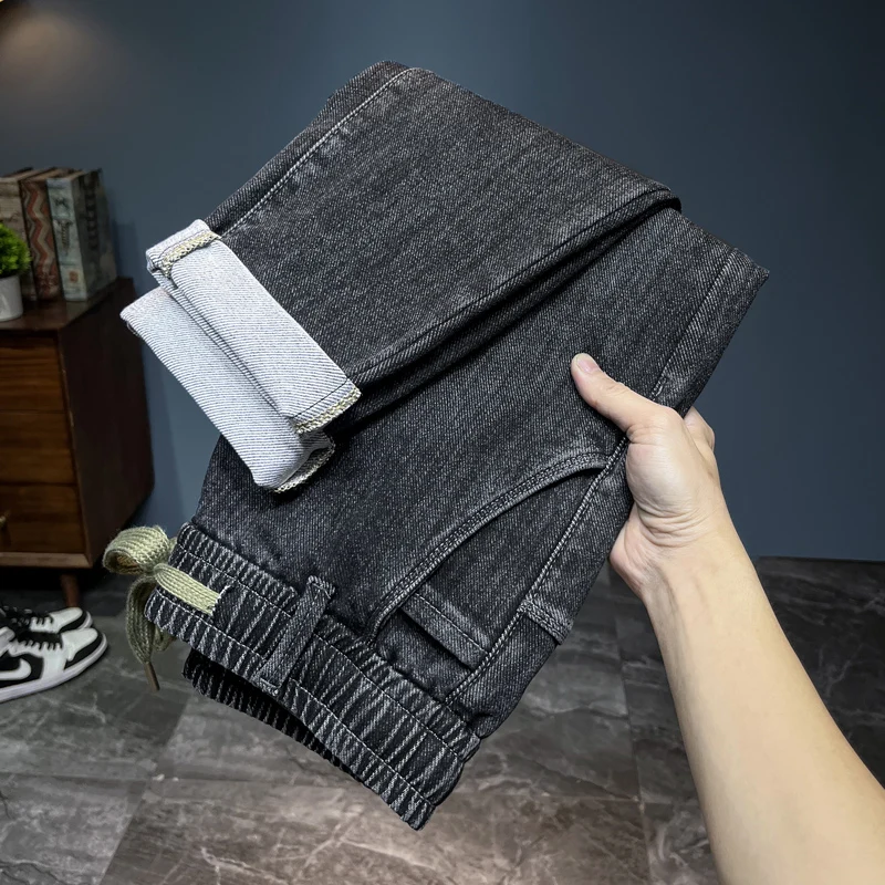 Streetwear Brand Denim - Marca masculina novo outono jeans preto