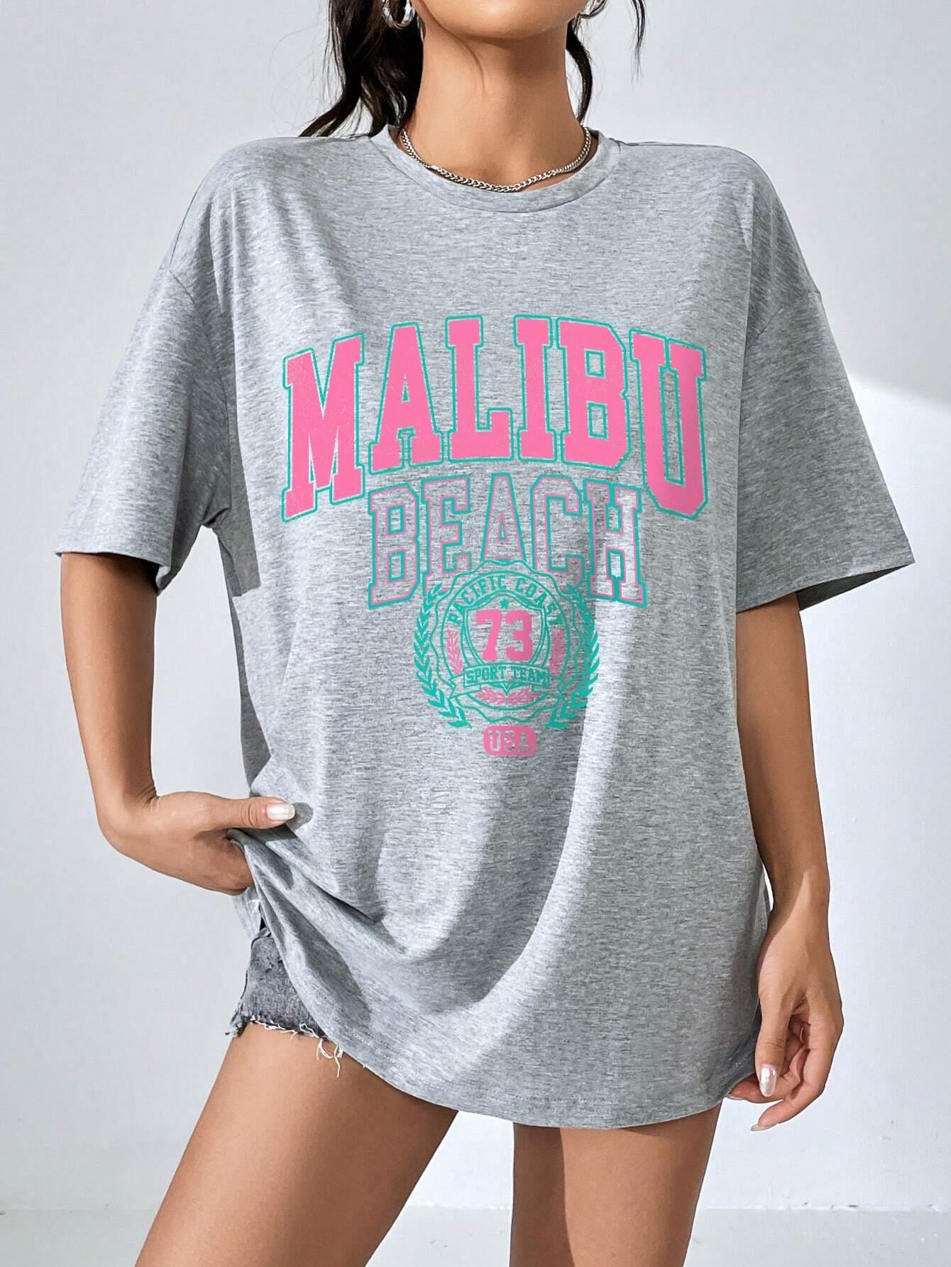 Malibu praia carta impressão d - Streetwear Brand Shirts avaliação e preço