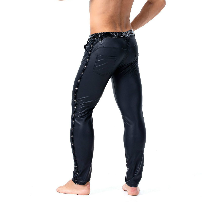 Calças de rebite de couro masc - Streetwear Brand For Men avaliação e preço