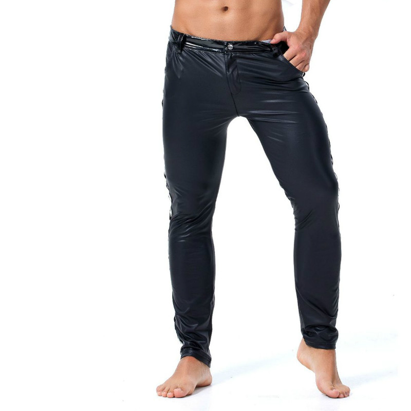 Calças de rebite de couro masc - Streetwear Brand For Men avaliação e preço