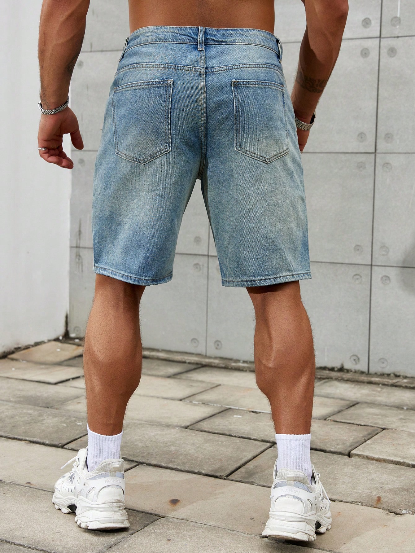 Jeans curto de algodão rasgado - Streetwear Brand For Men avaliação e preço