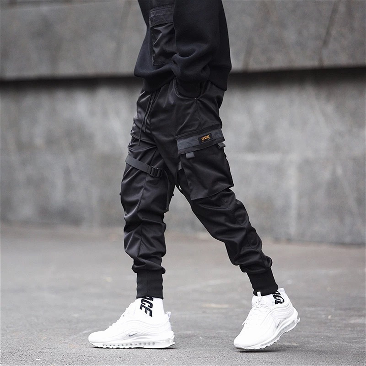 Preto hip hop calças de carga  - Streetwear Brand For Men avaliação e preço