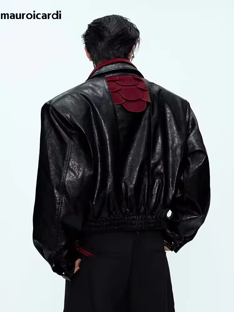 Jaqueta de Couro PU com Estamp - Streetwear Brand For Men avaliação e preço