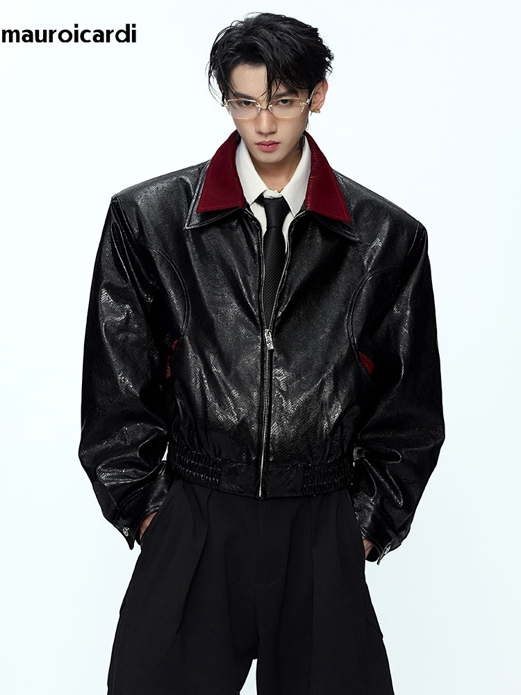 Jaqueta de Couro PU com Estamp - Streetwear Brand For Men avaliação e preço