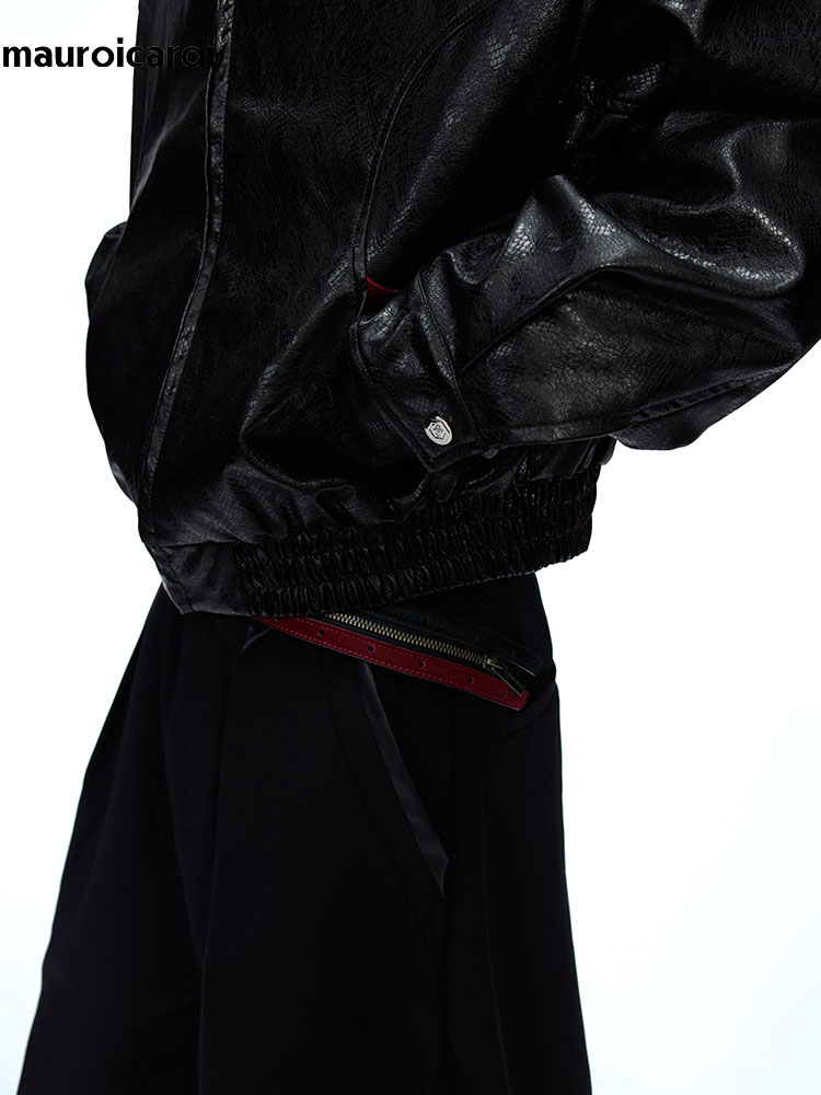 Jaqueta de Couro PU com Estamp - Streetwear Brand For Men avaliação e preço