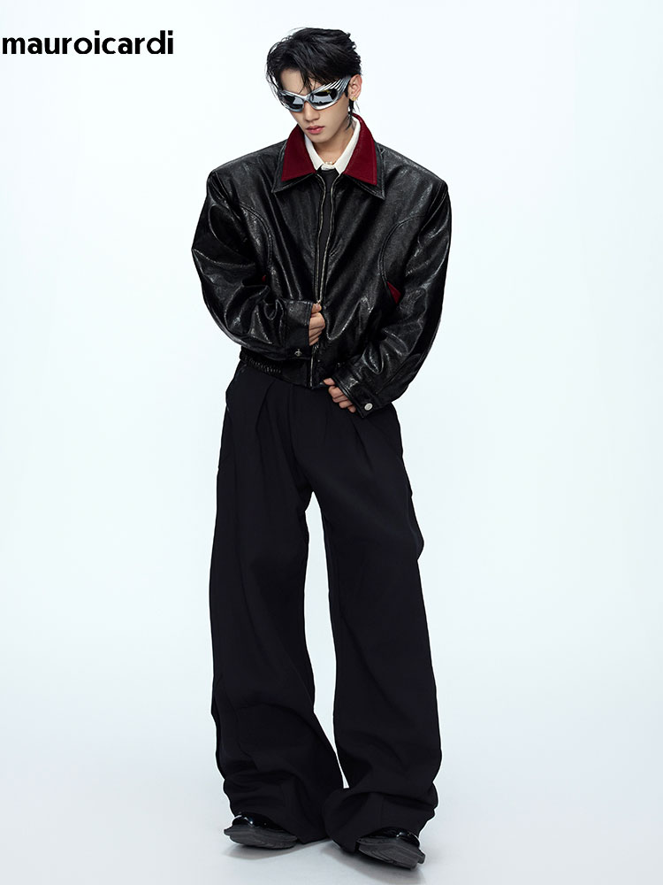 Jaqueta de Couro PU com Estamp - Streetwear Brand For Men avaliação e preço