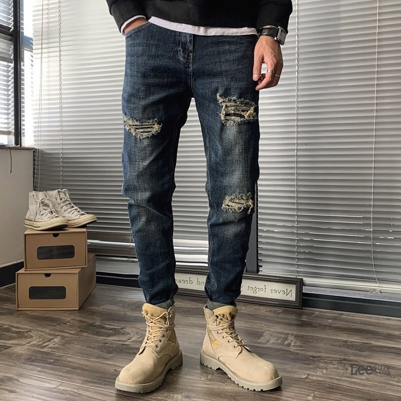 Jeans rasgados masculinos outo - Streetwear Brand Denim avaliação e preço