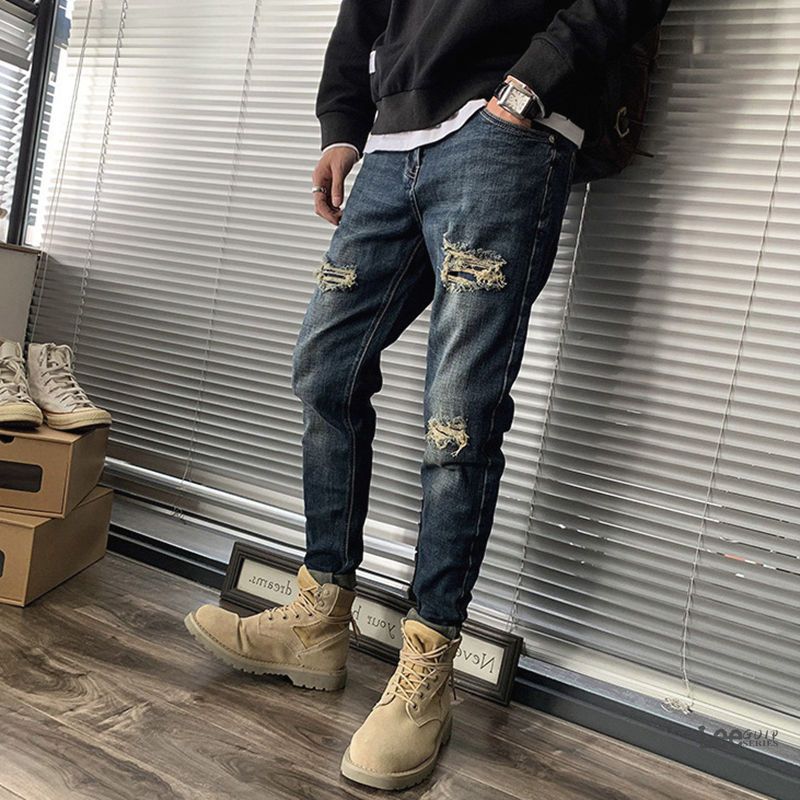 Jeans rasgados masculinos outo - Streetwear Brand Denim avaliação e preço