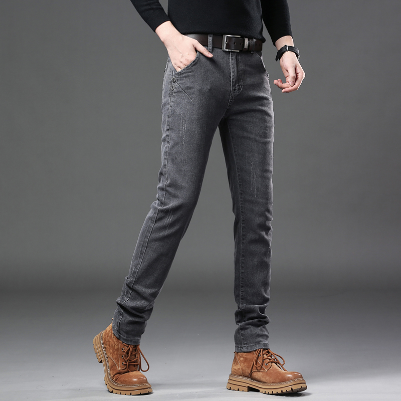 Novo cinza puro coreano magro  - Streetwear Brand Denim avaliação e preço