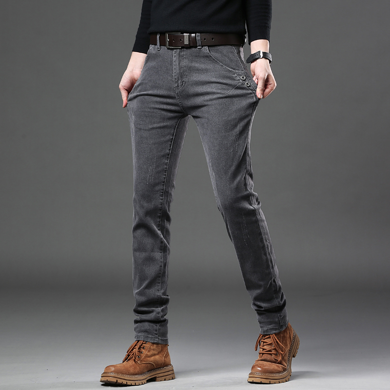 Novo cinza puro coreano magro  - Streetwear Brand Denim avaliação e preço