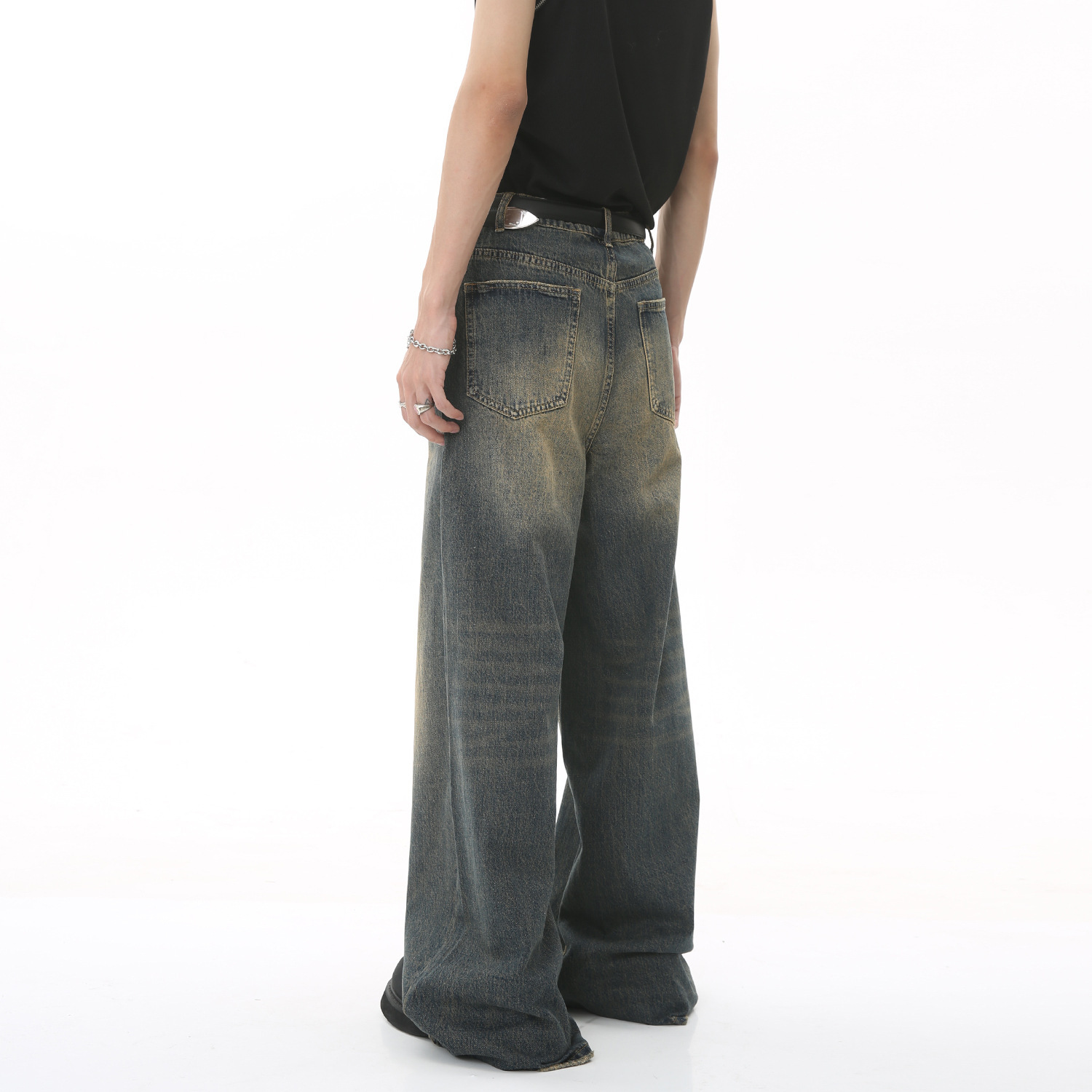 Novo masculino baggy perna ret - Streetwear Brand Denim avaliação e preço